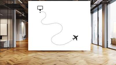 Route icon - two points with dotted path and location pin. Route location icon two pin sign and dotted line. Wall mural