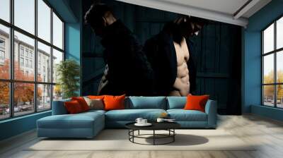 Sexy muscular twins Wall mural