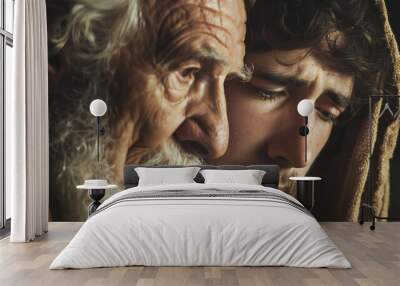 biblical theme. Portrait of old man and young man Wall mural