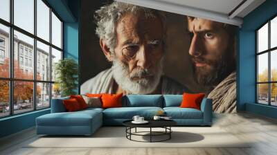 biblical theme. Portrait of old man and young man Wall mural