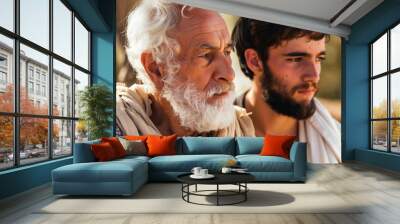 biblical theme. Portrait of old man and young man Wall mural