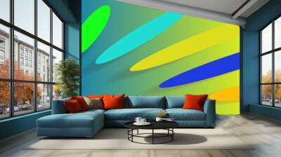 Colorful bright geometric background. Fluid shapes composition. Wall mural