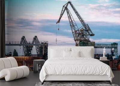 large industrial port cranes Wall mural