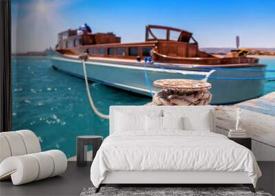 Tied luxurious yacht Wall mural