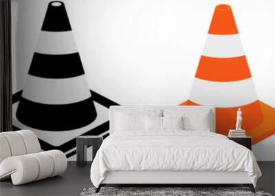 Traffic cone icon in flat style isolated vector illustration. Construction Traffic Cone. Wall mural