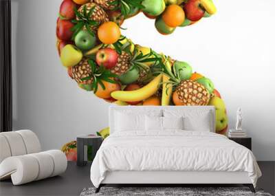 Letter - S made of fruits. Isolated on a white. Wall mural