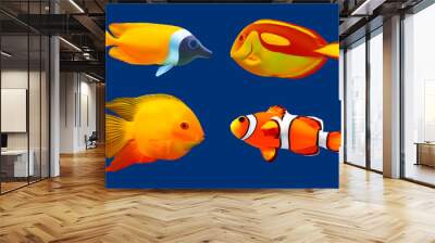 Set of tropical fish. Vector illustration Wall mural