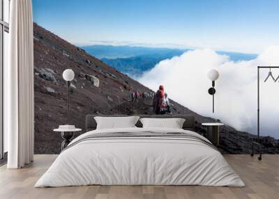 View from Mount Fuji climbing in the mist Wall mural