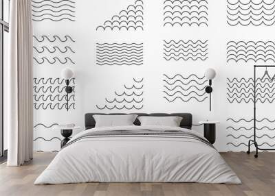 Water wave, sea wave, Wavy line set. Line water waves icon, sign vector. Zigzag line. Water logo, symbol or sign vector collection. Wall mural