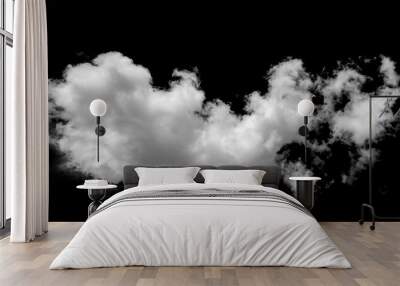 White curly cloud on a black isolated background for overlaying an image, a blank for design_ Wall mural