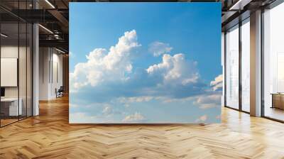 white curly clouds in the blue sky in sunny weather Wall mural