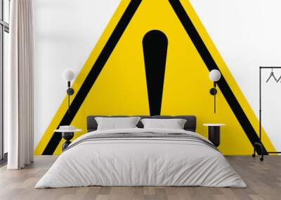 Yellow Warning Dangerous attention icon, danger symbol, filled flat sign, solid pictogram, isolated on white. Exclamation mark triangle symbol. Wall mural