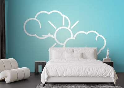 two cloud with sun vector icon Wall mural