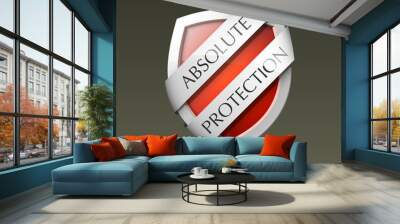 Absolute Protection guard shield concept. Safety badge, Absolute protection icon. Privacy banner shield. Security label. Defense tag. Presentation sticker shield. Defense safeguard sign. badge Wall mural