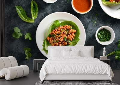 Asian minced meat lettuce wrap Wall mural