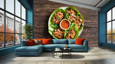 Asian minced meat lettuce wraps Wall mural