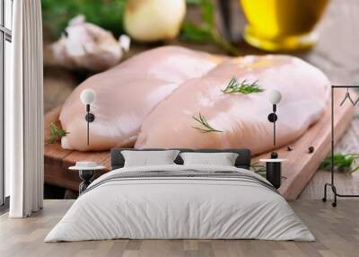 Chicken breasts on cutting board Wall mural