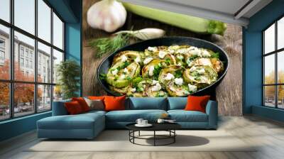 Cooked zucchini with herbs Wall mural