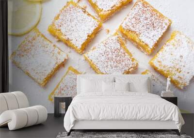 Dessert lemon bars over baking paper Wall mural