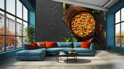 Keema curry in frying pan Wall mural