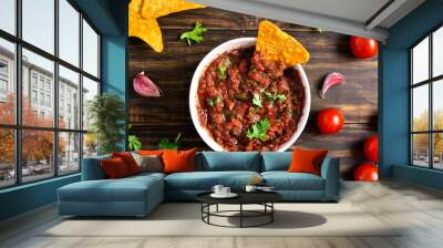 Tomato salsa in bowl Wall mural