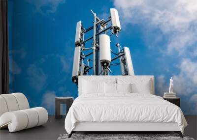 5G antenna base station on mast emitting signal Wall mural