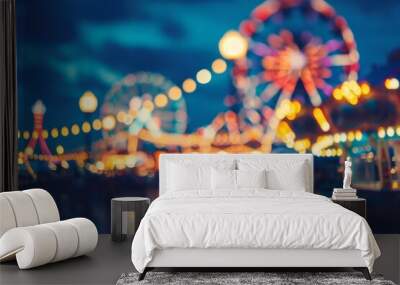 Blurry vintage night theme park background image Wall mural