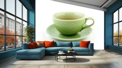 Green tea in a white cup healthy Wall mural