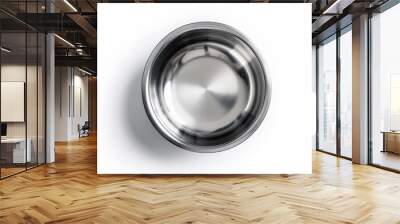 High resolution photo of isolated stainless steel empty bowl mockup on white background top view Wall mural