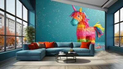 Mexican piñata for birthday or Cinco de Mayo with sprinkles Space for text on cards or invitations Wall mural