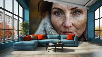 Portrait of a pleasant middle aged woman Wall mural