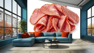 Sliced ham sausage isolated top view Wall mural