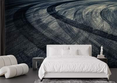 Tire skid marks on race track concept of automotive texture Wall mural