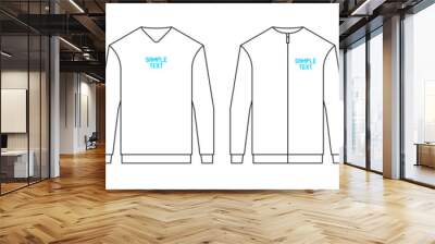 Blank white Men's Sweatshirt. Men's blank sweatshirt template, front and back view. isolated on white background Wall mural