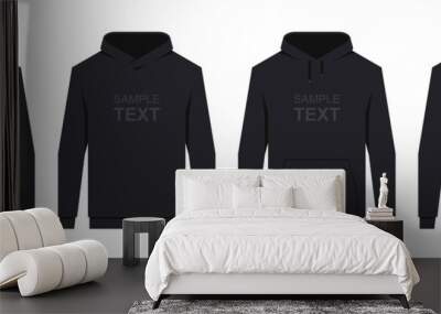 Men's hoodie Black. Blank template hoody front and back view. isolated on white background Wall mural