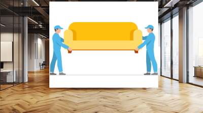 Porters carry sofa. isolated on white background Wall mural