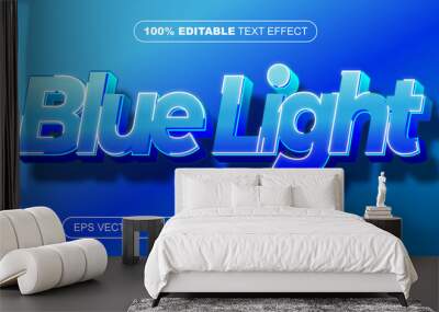 blue light 3d editable text effect Wall mural