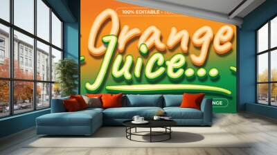 orange juice 3d editable text effect Wall mural