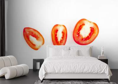 Red tomato sliced isolated on white background, Ripe tomato, Food ingredient Wall mural