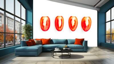 Red tomato sliced isolated on white background, Ripe tomato, Food ingredient Wall mural