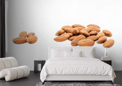 Almond nuts isolated with white background. Wall mural