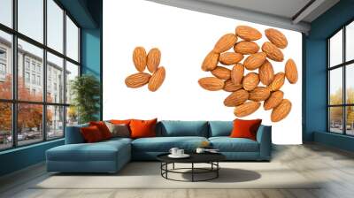 Almond nuts isolated with white background. Wall mural