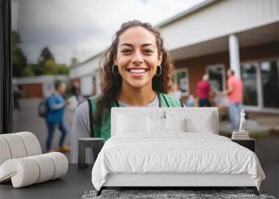 Portrait of a young smiling volunteer at community center Wall mural