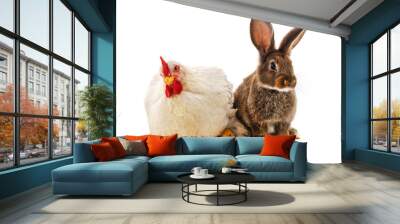 Chicken and rabbit. Wall mural