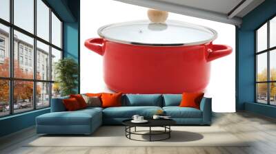 Enamelled red pan. Wall mural