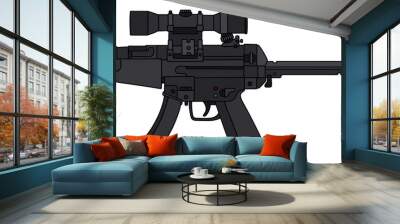 Submachine gun with an optical sight Wall mural