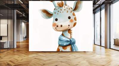 Cute smiling cartoon giraffe. Illustration for children Wall mural