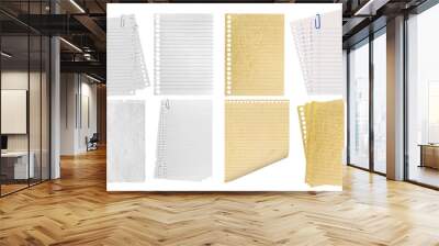 a colection paper page notebook and notebook isolated on the png background Wall mural