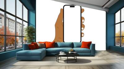 a phone in a hand on a transparent background in vector format Wall mural