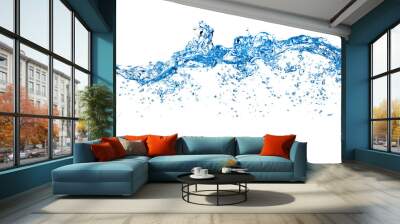 Blue water and air bubbles in the pool over png background Wall mural